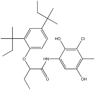 N-(3-Chloro-2,5-dihydroxy-4-methylphenyl)-2-(2,4-di-tert-pentylphenoxy)butyramide Struktur