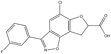 5-Chloro-7,8-dihydro-3-(3-fluorophenyl)furo[2,3-g][1,2]benzisoxazole-7-carboxylic acid Struktur