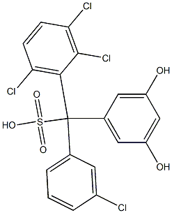 (3-Chlorophenyl)(2,3,6-trichlorophenyl)(3,5-dihydroxyphenyl)methanesulfonic acid Struktur