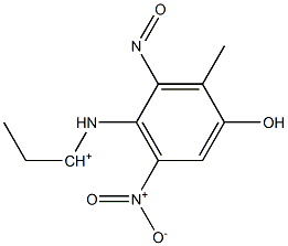 1-[(2-Nitroso-6-nitro-4-hydroxy-3-methylphenyl)amino]propan-1-ylium Struktur