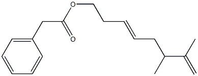 Phenylacetic acid 6,7-dimethyl-3,7-octadienyl ester Struktur