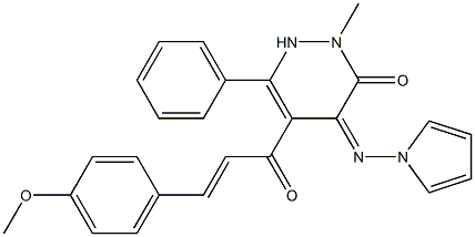 4-Pyrrolizino-5-[1-oxo-3-(4-methoxyphenyl)-2-propenyl]-2-methyl-6-phenylpyridazin-3(2H)-one Struktur