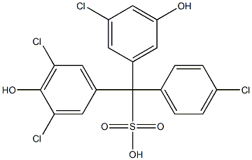 (4-Chlorophenyl)(3-chloro-5-hydroxyphenyl)(3,5-dichloro-4-hydroxyphenyl)methanesulfonic acid Struktur