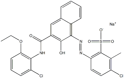 3-Chloro-2-methyl-6-[[3-[[(2-chloro-6-ethoxyphenyl)amino]carbonyl]-2-hydroxy-1-naphtyl]azo]benzenesulfonic acid sodium salt Struktur