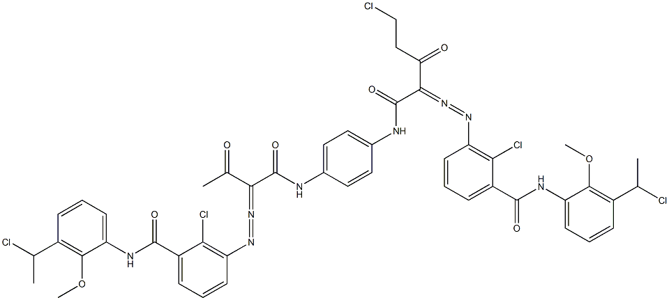 3,3'-[2-(Chloromethyl)-1,4-phenylenebis[iminocarbonyl(acetylmethylene)azo]]bis[N-[3-(1-chloroethyl)-2-methoxyphenyl]-2-chlorobenzamide] Struktur