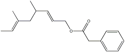 Phenylacetic acid 4,6-dimethyl-2,6-octadienyl ester Struktur