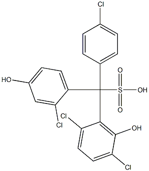 (4-Chlorophenyl)(2-chloro-4-hydroxyphenyl)(2,5-dichloro-6-hydroxyphenyl)methanesulfonic acid Struktur