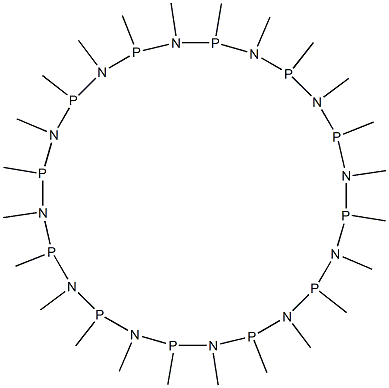 Tetracosamethyl-1,3,5,7,9,11,13,15,17,19,21,23-dodecaaza-2,4,6,8,10,12,14,16,18,20,22,24-dodecaphosphacyclotetracosane Struktur