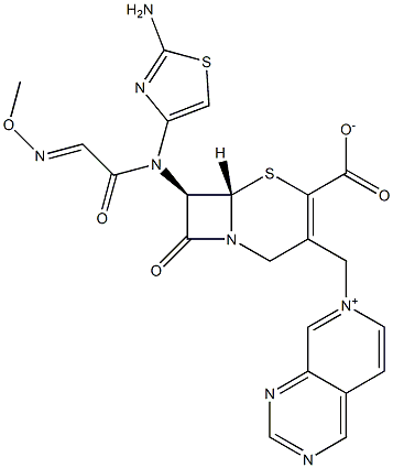 (7R)-7-[(2-Amino-4-thiazolyl)(methoxyimino)acetylamino]-3-[[(pyrido[3,4-d]pyrimidin-7-ium)-7-yl]methyl]cepham-3-ene-4-carboxylic acid Struktur