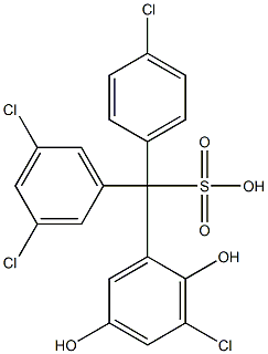 (4-Chlorophenyl)(3,5-dichlorophenyl)(3-chloro-2,5-dihydroxyphenyl)methanesulfonic acid Struktur