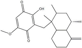 5-Methoxy-2-hydroxy-3-(1,2,4a-trimethyl-5-methylenedecalin-1-ylmethyl)-1,4-benzoquinone Struktur