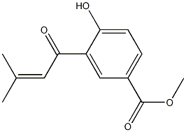 4-Hydroxy-3-(3-methyl-1-oxo-2-butenyl)benzoic acid methyl ester Struktur