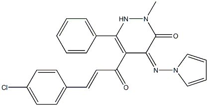 4-Pyrrolizino-5-[1-oxo-3-(4-chlorophenyl)-2-propenyl]-2-methyl-6-phenylpyridazin-3(2H)-one Struktur