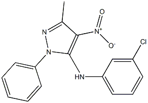 1-Phenyl-3-methyl-4-nitro-5-[(3-chlorophenyl)amino]-1H-pyrazole Struktur