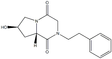 (6S,8R)-4-Phenethyl-8-hydroxy-1,4-diazabicyclo[4.3.0]nonane-2,5-dione Struktur