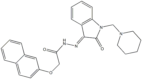 (2-Naphtyloxy)acetic acid N'-(1-piperidinomethyl-2-oxoindolin-3-ylidene) hydrazide Struktur