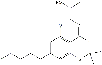 3,4-Dihydro-5-hydroxy-4-[[(R)-2-hydroxypropyl]imino]-2,2-dimethyl-7-pentyl-2H-1-benzothiopyran Struktur