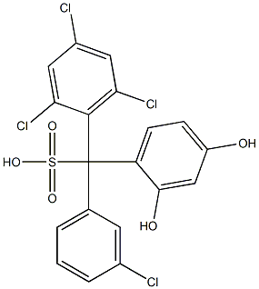 (3-Chlorophenyl)(2,4,6-trichlorophenyl)(2,4-dihydroxyphenyl)methanesulfonic acid Struktur