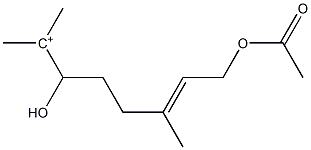 (E)-8-Acetoxy-2,6-dimethyl-3-hydroxy-6-octen-2-ium Struktur