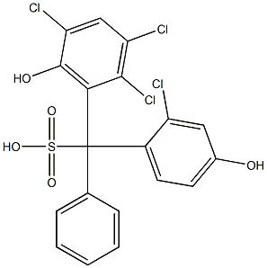 (2-Chloro-4-hydroxyphenyl)(2,3,5-trichloro-6-hydroxyphenyl)phenylmethanesulfonic acid Struktur