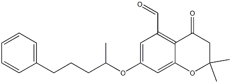 5-Formyl-2,3-dihydro-2,2-dimethyl-7-(1-methyl-4-phenylbutoxy)-4H-1-benzopyran-4-one Struktur