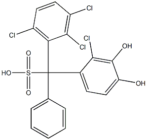 (2-Chloro-3,4-dihydroxyphenyl)(2,3,6-trichlorophenyl)phenylmethanesulfonic acid Struktur