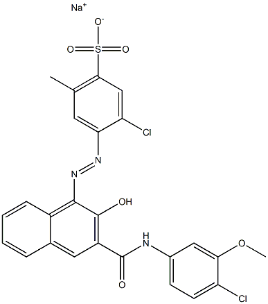 3-Chloro-6-methyl-4-[[3-[[(4-chloro-3-methoxyphenyl)amino]carbonyl]-2-hydroxy-1-naphtyl]azo]benzenesulfonic acid sodium salt Struktur