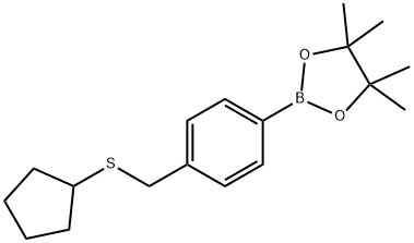 2-(4-(Cyclopentylthiomethyl)phenyl)-4,4,5,5-tetramethyl-1,3,2-dioxaborolane Struktur