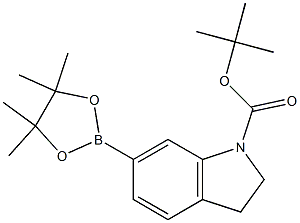 6-(4,4,5,5-Tetramethyl-[1,3,2]dioxaborolan-2-yl)-2,3-dihydro-indole-1-carboxylic acid tert-butyl ester Struktur