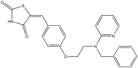 (E)-5-(4-(2-(Benzyl(pyridin-2-yl)amino)ethoxy)benzylidene)thiazolidine-2,4-dione Struktur