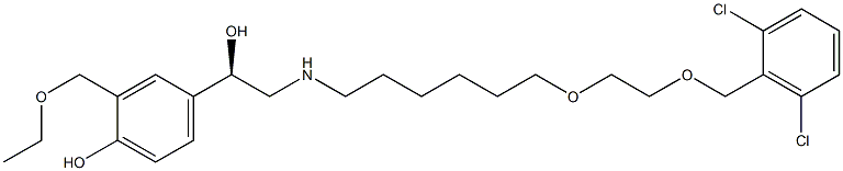 (R)-4-(2-((6-(2-((2,6-Dichlorobenzyl)oxy)ethoxy)hexyl)amino)-1-hydroxyethyl)-2-(ethoxymethyl)phenol Struktur