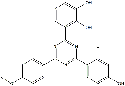 3-(4-(2,4-Dihydroxyphenyl)-6-(4-methoxyphenyl)-1,3,5-triazin-2-yl)benzene-1,2-diol Struktur