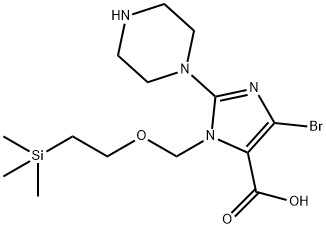 4-Bromo-2-(piperazin-1-yl)-1-((2-(trimethylsilyl)ethoxy)methyl)-1H-imidazole-5-carboxylic acid Struktur