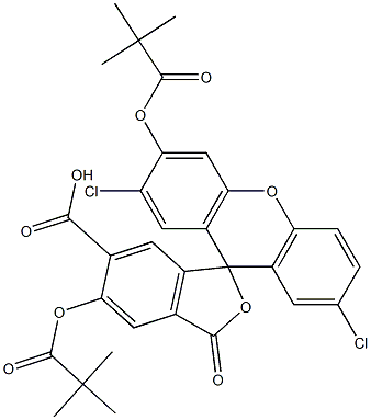 5(6)-carboxy-2',7'-dichlorofluorescein dipivalate Struktur