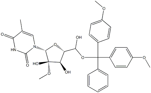 5-methyl-5'-(4,4'-dimethoxytrityloxy)-2'-methoxyuridine Struktur