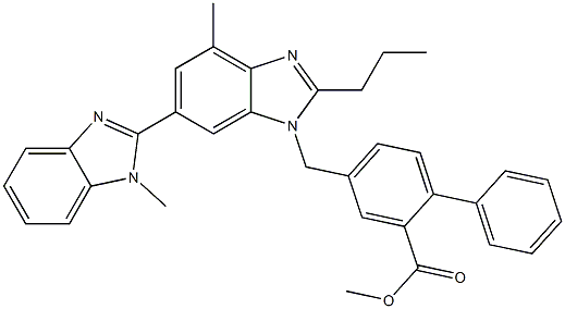 Methyl 4[[2-n-Propyl-4-methyl-6-(1-methylbenzimidazol-2-yl)-benzimidazol-1-yl]methyl]biphenyl-2-carboxylate Struktur