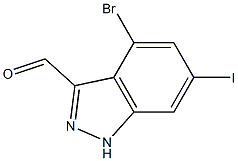 4-BROMO-6-IODOINDAZOLE-3-CARBOXYALDEHYDE Struktur