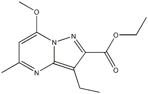 ETHYL 3-ETHYL-7-METHOXY-5-METHYLPYRAZOLO[1,5-A]PYRIMIDINE-2-CARBOXYLATE Struktur