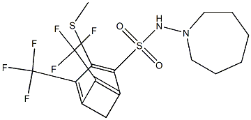 N1-azepan-1-yl(methylthio)methylidene-3,5-di(trifluoromethyl)benzene-1-sulfonamide Struktur