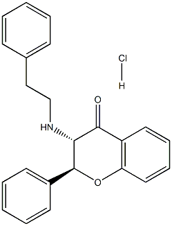 (2S,3S)-3-(phenethylamino)-2-phenyl-2,3-dihydro-4H-chromen-4-one hydrochloride Struktur