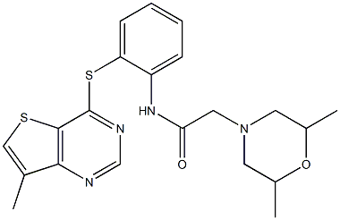 N1-{2-[(7-methylthieno[3,2-d]pyrimidin-4-yl)thio]phenyl}-2-(2,6-dimethylmorpholino)acetamide Struktur