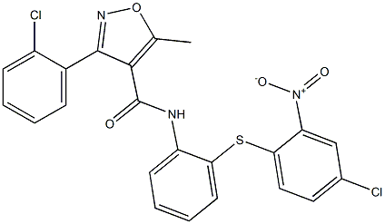 N4-{2-[(4-chloro-2-nitrophenyl)thio]phenyl}-3-(2-chlorophenyl)-5-methylisoxazole-4-carboxamide Struktur