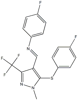 4-fluoro-N-{[5-[(4-fluorophenyl)sulfanyl]-1-methyl-3-(trifluoromethyl)-1H-pyrazol-4-yl]methylene}aniline Struktur