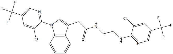 N-(2-{[3-chloro-5-(trifluoromethyl)-2-pyridinyl]amino}ethyl)-2-{1-[3-chloro-5-(trifluoromethyl)-2-pyridinyl]-1H-indol-3-yl}acetamide Struktur