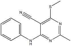 4-anilino-2-methyl-6-(methylthio)pyrimidine-5-carbonitrile Struktur