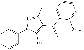 (5-hydroxy-3-methyl-1-phenyl-1H-pyrazol-4-yl)[2-(methylthio)-3-pyridyl]methanone Struktur