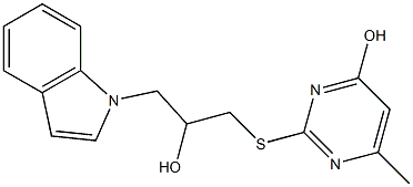 2-{[2-hydroxy-3-(1H-indol-1-yl)propyl]thio}-6-methylpyrimidin-4-ol Struktur