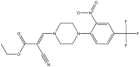 ethyl 2-cyano-3-{4-[2-nitro-4-(trifluoromethyl)phenyl]piperazino}acrylate Struktur