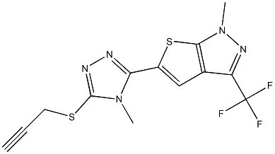 1-methyl-5-[4-methyl-5-(2-propynylsulfanyl)-4H-1,2,4-triazol-3-yl]-3-(trifluoromethyl)-1H-thieno[2,3-c]pyrazole Struktur