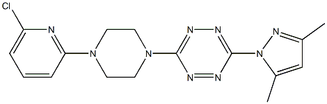 3-[4-(6-chloro-2-pyridinyl)piperazino]-6-(3,5-dimethyl-1H-pyrazol-1-yl)-1,2,4,5-tetraazine Struktur